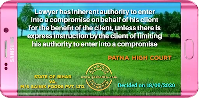 Lawyer has inherent authority to enter into a compromise on behalf of his client for the benefit of the client, unless there is express instruction by the client of limiting his authority to enter into a compromise