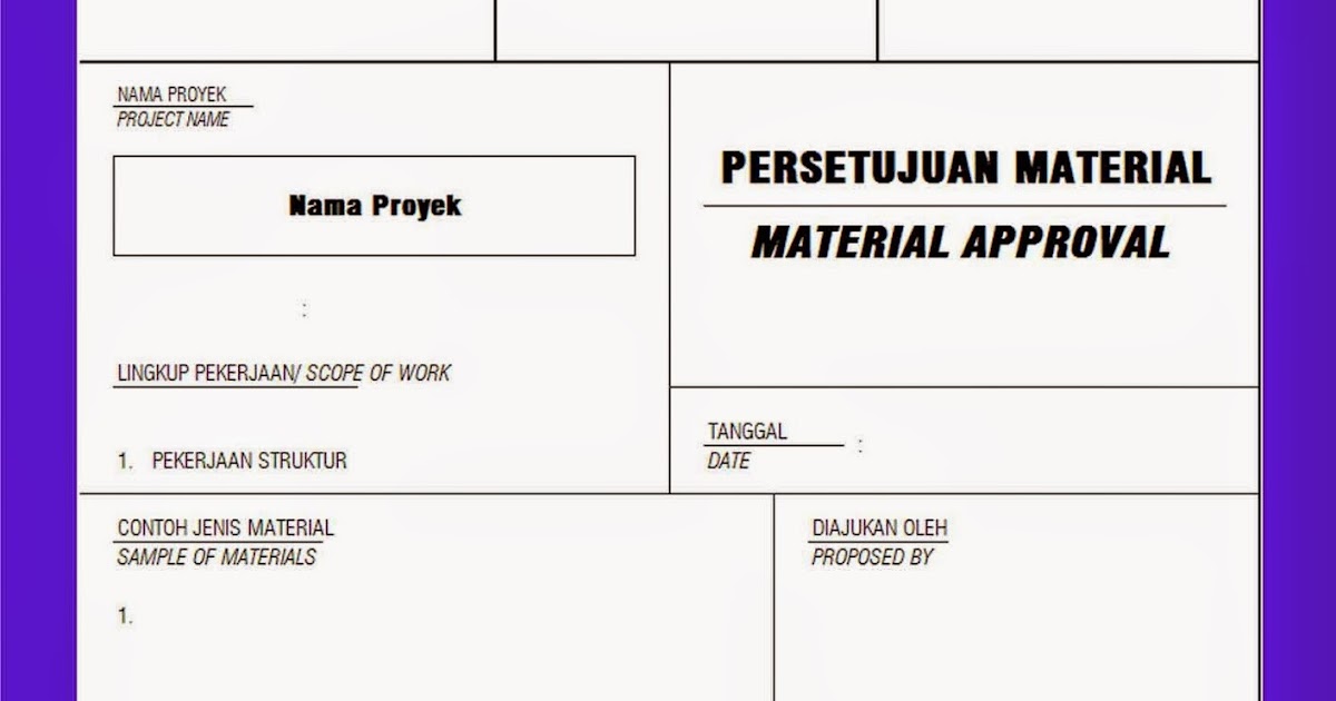 Contoh Form Persetujuan Material  Wisanggeni