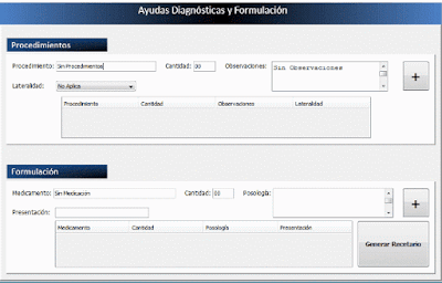 Formulario "Ayudas Diagnósticas y Formulación".