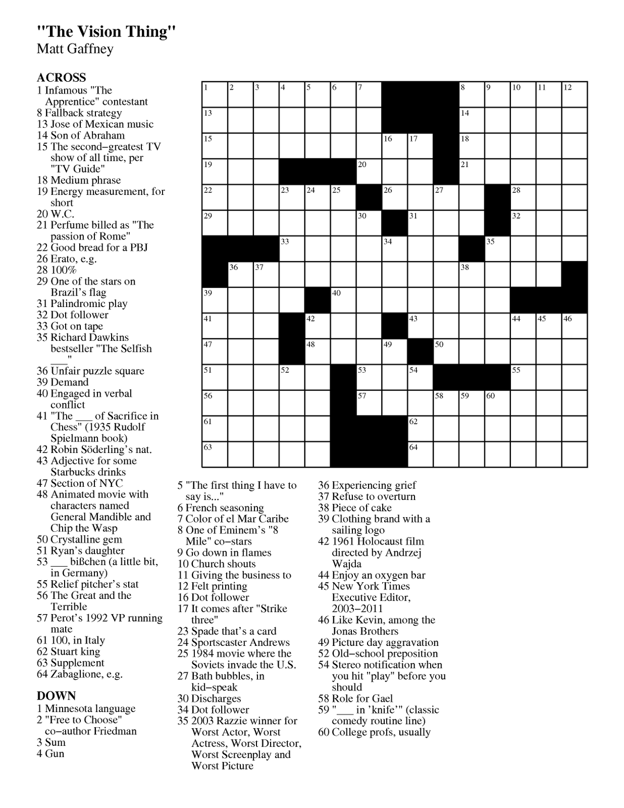 Easy Printable Crossword Puzzle - The Everything Easy Large-Print Crosswords Book, Volume 8 ...