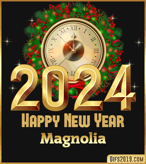 Gif wishes Happy New Year 2024 Magnolia