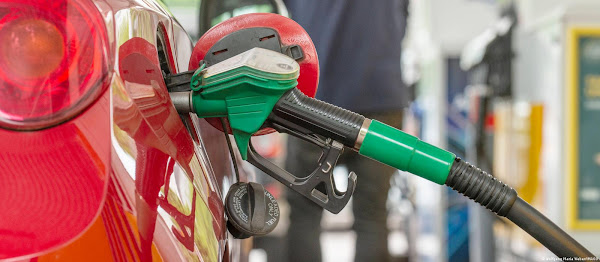 A car fueling at a gas station in Munich, Germany