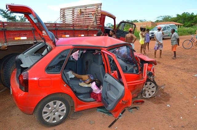 Acidente envolvendo carro e caminhão deixa um morto e dois feridos na BR-343 em Buriti dos Lopes