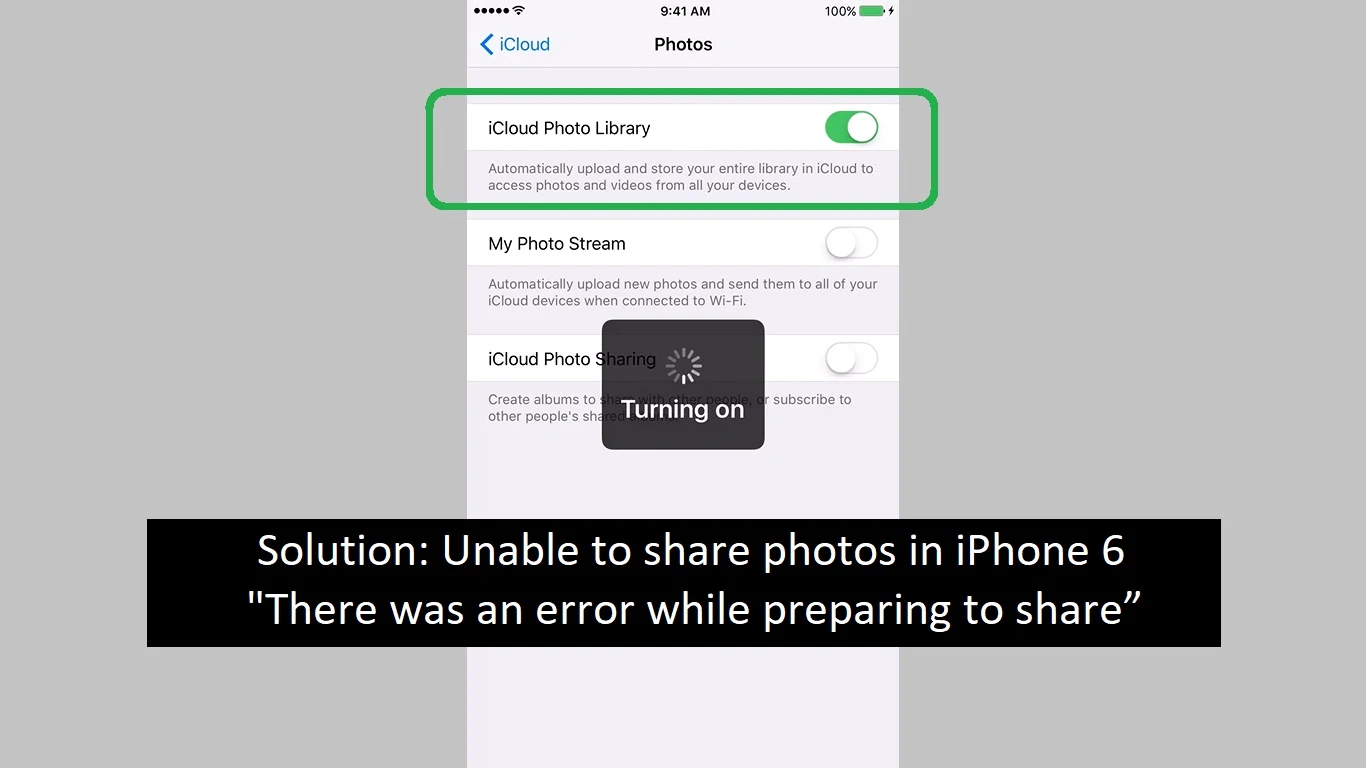 iphone 6 Unable to share photos "There was an error while preparing to share”