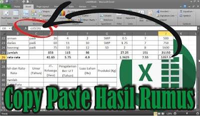 Cara Copy Angka Hasil Rumus di Excel 2007