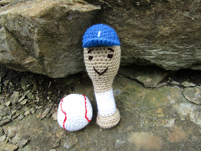 Baseball bat and ball in handmade crochet