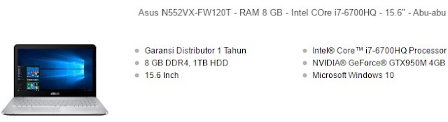 harga laptop asus core i7 n552vx