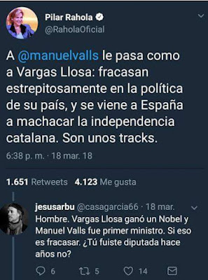 Pilar Rahola , Manuel Valls, Vargas Llosa