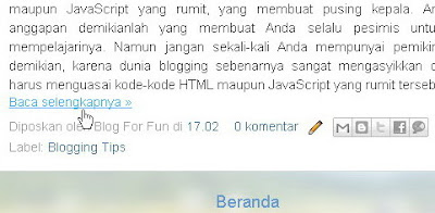 CARA PASANG ‘Read More ‘ di BLOG