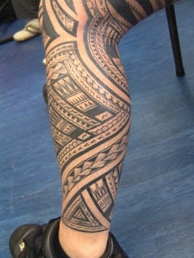 tribal leg tattoos for men