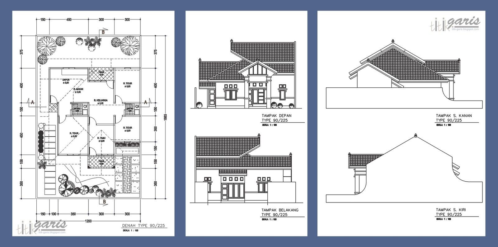 Gambar Denah Rumah Lengkap Satu Lantai Idaman