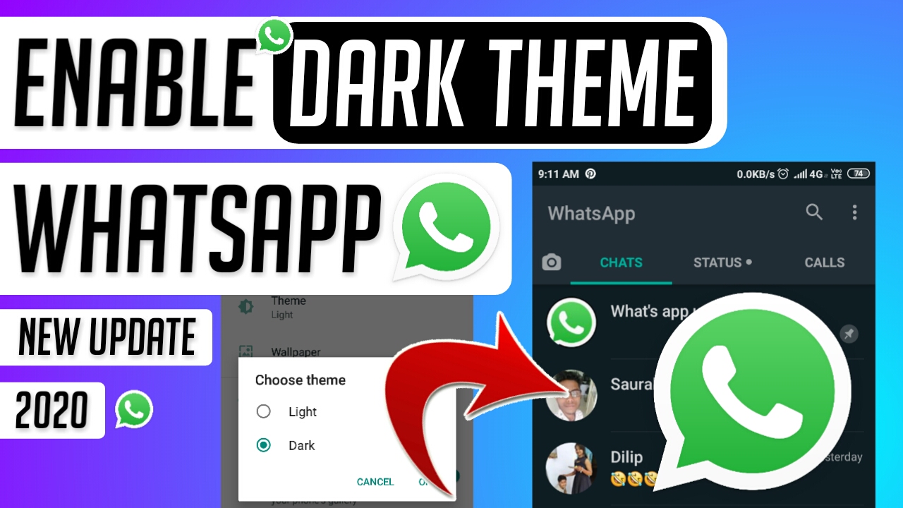Whatsapp Dark mode enable whatsapp dark theme