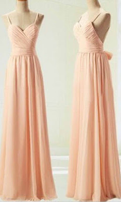 spaghetti straps long blush prom dresses