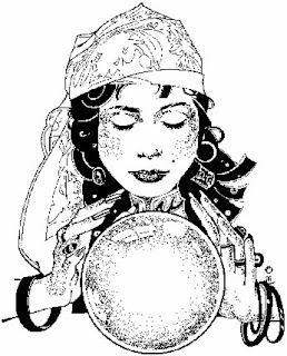 Clairvoyant with crystal ball