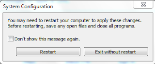 Restart Option window