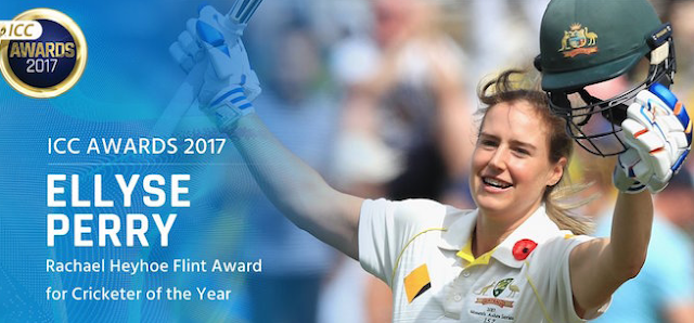  Ellyse Perry, ICC womens awards 2017, Rachael Heyhoe Flint Award, women cricketer of year.