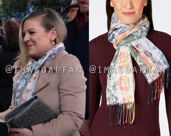 Maxie Jones, Kirsten Storms, Muted Rainbow Floral Scarf, General Hospital, GH