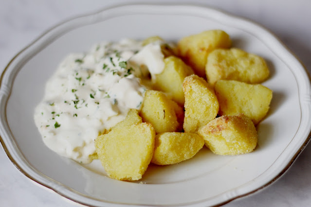 Knusperkartoffeln mit Eiersalat, einfaches Rezept, vegetarisch