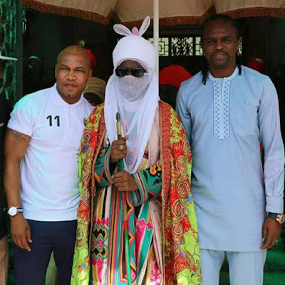 African football legends Kanu Nwankwo And El-hadji Diouf visit Emir Sanusi (photo)