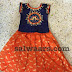 Orange Navy Blue Maggam Work Lehenga