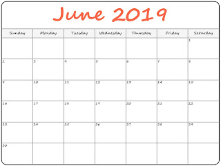 Free Printable Calendar June 2019