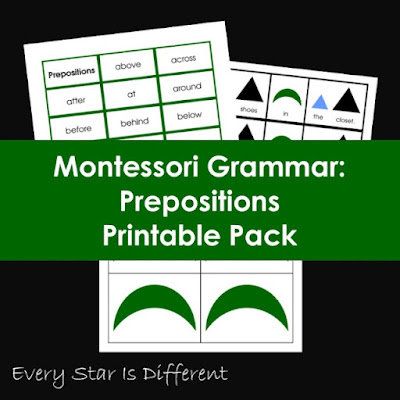 Montessori Grammar: Prepositions Printable