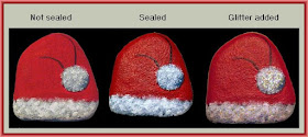 painted rocks, stones, Santa, hat, Cindy Thomas