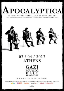 Apocalyptica live in Athens, Greece @ Gazi Music Hall, 07/04/2017 (videos)