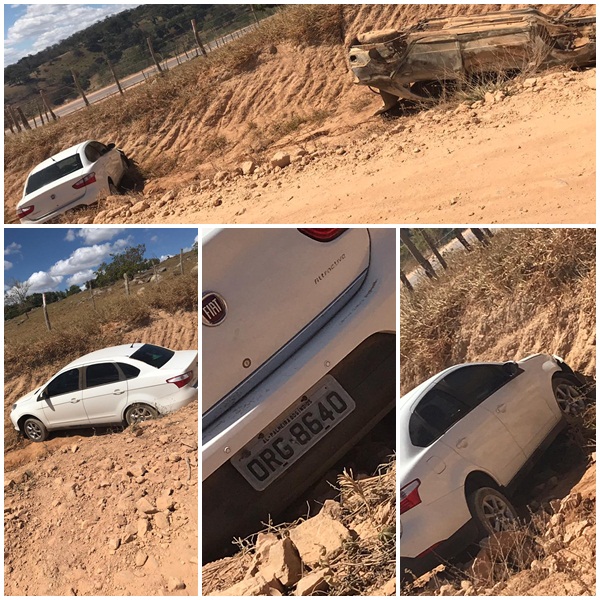 MOTORISTA PERDE O CONTROLE DO CARRO E BATE EM RIBANCEIRA NA ENTRADA DO DISTRITO DE RAINHA ISABEL/PE