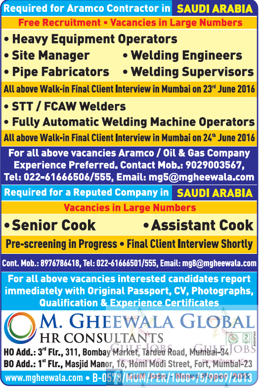 Free job recruitment for KSA