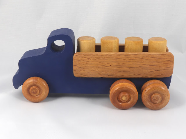 Wooden Toy Lorry Truck, Handmade and Painted in Your Choice of Colors and Amber Shellac, from Easy 5 Truck Fleet Collection, Made To Order