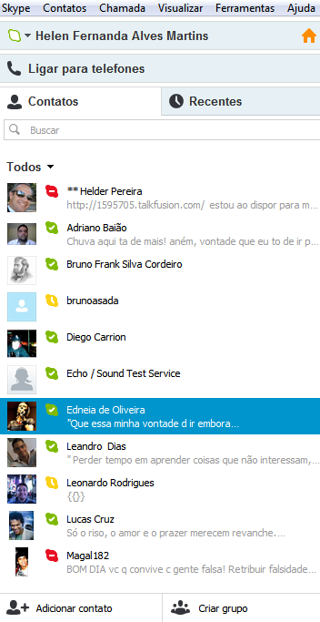 Contatos no Skype