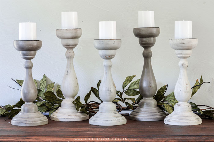 5 Painted Candle Holders