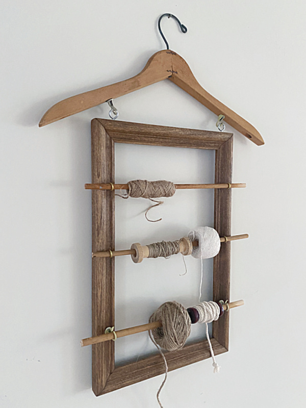 vintage string holder with frame and hanger