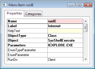 SysShellExecute Menu Item Property