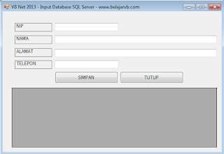 Cara Input Database SQL Server VB Net 2013 | Belajar VB Net 2013