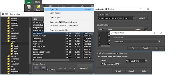 screenshot of WavePad audio recording software file import