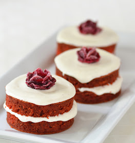 Beet Mini Cakes with Sour Cream Frosting and Beet Roses