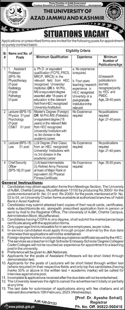 TODAY LATEST JOBS FOR YOU IN AJK University Jobs Advertisement 2023