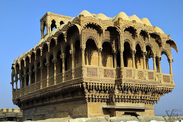 Salim Singh ki Haveli, delicately carved out of yellow sandstone