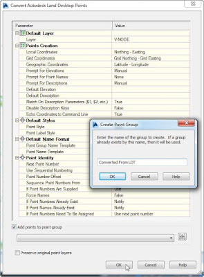 opens the Convert Autodesk Land Desktop Points dialog