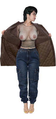 Nude under coat girl flashes big tits PNG clipart