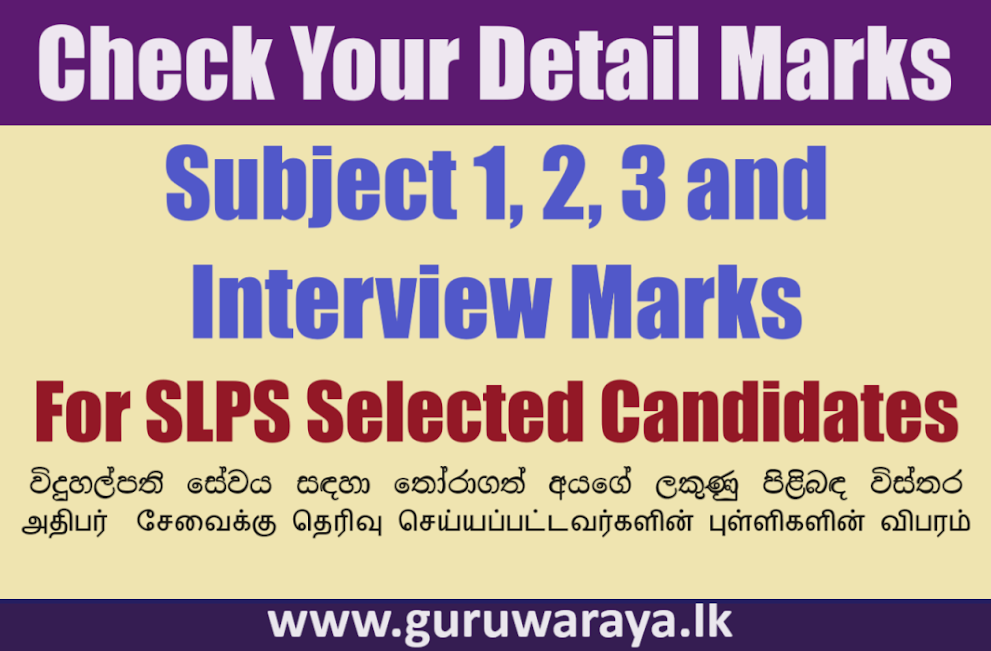 Details Marks of SLPS Selected Candidates