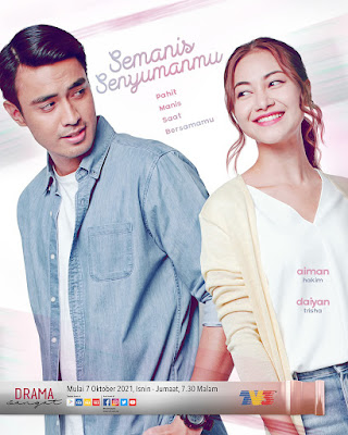 Drama Semanis Senyumanmu, Drama TV3, Poster Drama Semanis Senyumanmu, Info dan Sinopsis Drama Semanis Senyumanmu, Drama Semanis Senyumanmu Full Episode, Drama Semanis Senyumanmu Cast, Pelakon - Pelakon Drama Semanis Senyumanmu, OST Drama Semanis Senyumanmu, Aiman Hakim, Daiyan Trisha, Aqilah Abas, Mia Deen, Shekeen Waida, Adib Azlan, Shyrim Husni,,