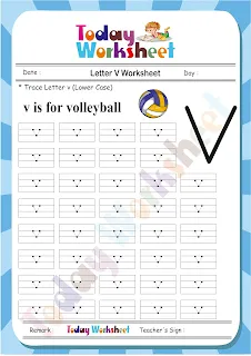 Letter V Worksheet : Lower Case Tracing