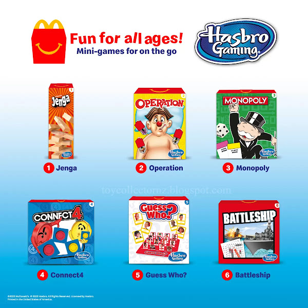 McDonalds Hasbro Gaming 2022 Happy Meals Toys USA December promotional set of 6 mini games