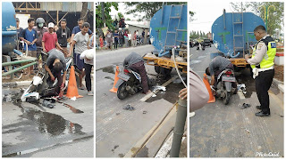 Truk Penyiram Taman Lagi Brenti, Dihajar Pemotor..Meninggal Di TKP