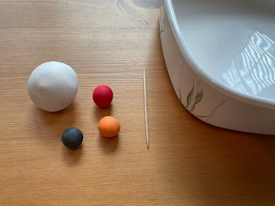 Supplies for crafting a polymer clay chicken