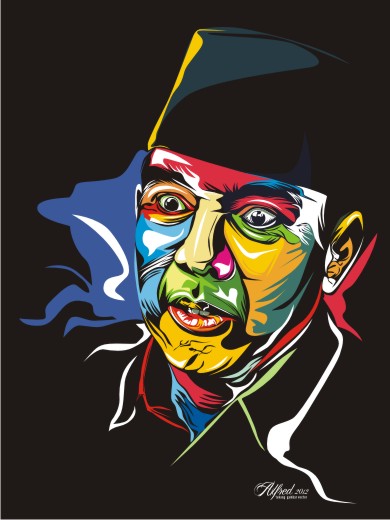 Sukarno Vector Pop Art Proses Pengerjaan Menggambar Vektor