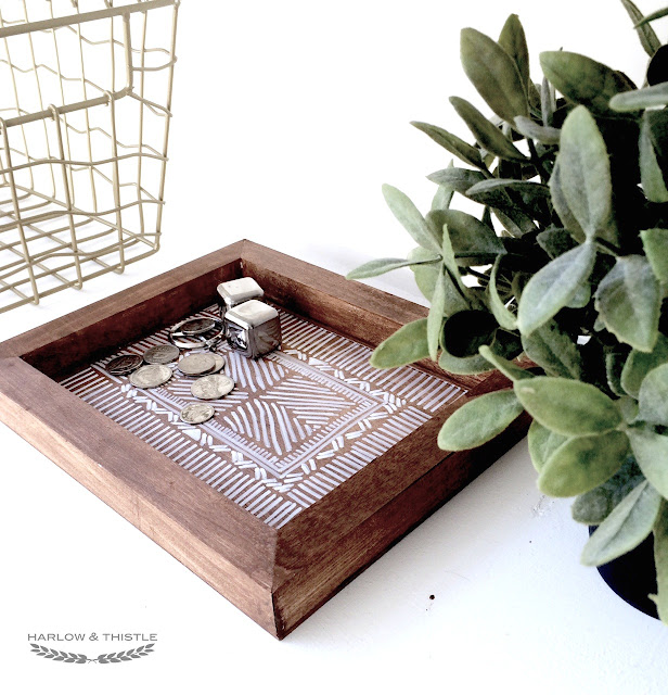 DIY Wooden Aztec Tray Anthropologie Inspired - Harlow and Thistle - 9